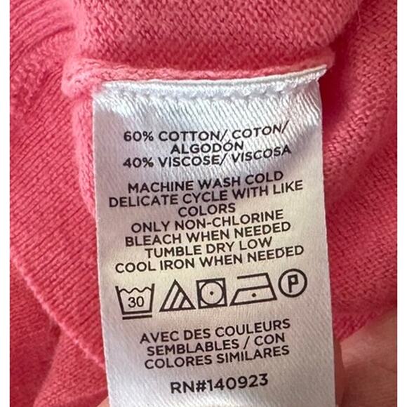 Ann Taylor LOFT Outlet Small Pink Cap Sleeve Ruffle Sweater Scallop Neckline - Picture 3 of 7